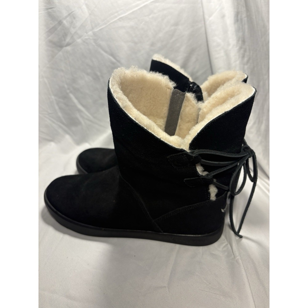 KOOLABURRA BY UGG MID-CALF FUR LINED BLACK SUEDE WOMEN'S BOOTIE US 8 UK 6 EU 39